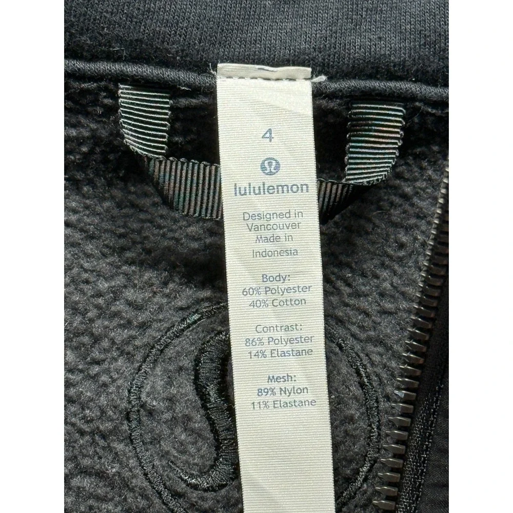 Lululemon Light As Warmth Jacket Women 4 Black Fleece Lined Relaxed Fit Full Zip